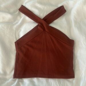 Brown Halter Crop Top